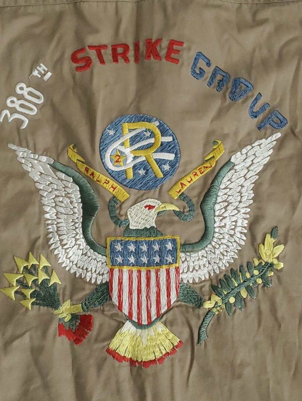 Polo Ralph Lauren Mens XL Khaki Utility Shirt 388th Strike Group Embroidered - Picture 5 of 16